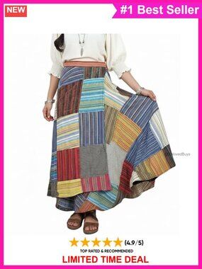 Boho Maxi Wrap Skirt 100% Cotton Tie Dye Flowy Summer Beach Festival